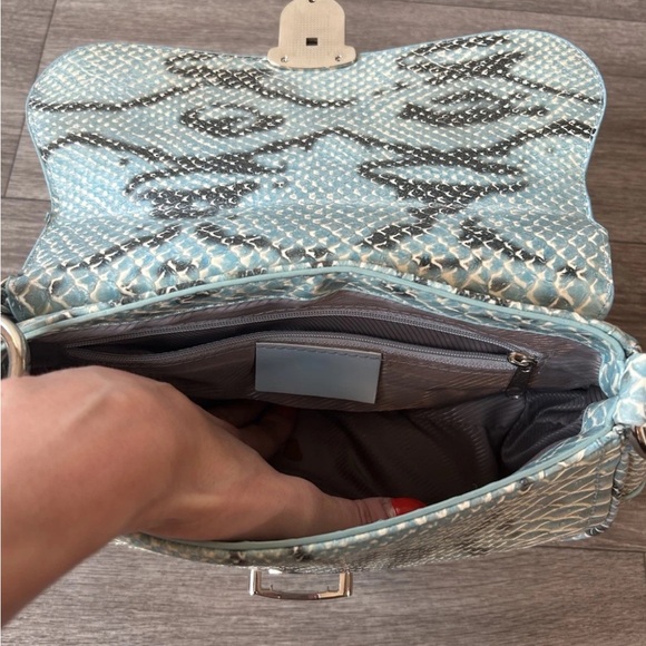 VTG 90’s Y2K Turquoise Exotic Snakeskin Python Luxury Handbag RARE - Picture 9 of 16